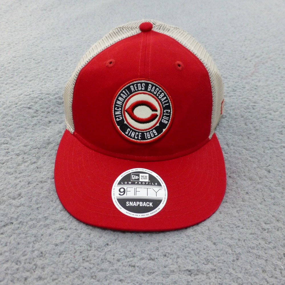 Cincinnati Reds Baseball Club Snapback Hat New Era Low Profile Trucker Red Tan